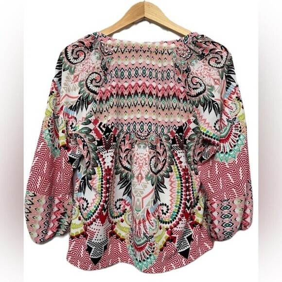 Anthropologie Olive Hill Boho Geometric Multi Pattern Top Size Small - Picture 4 of 16